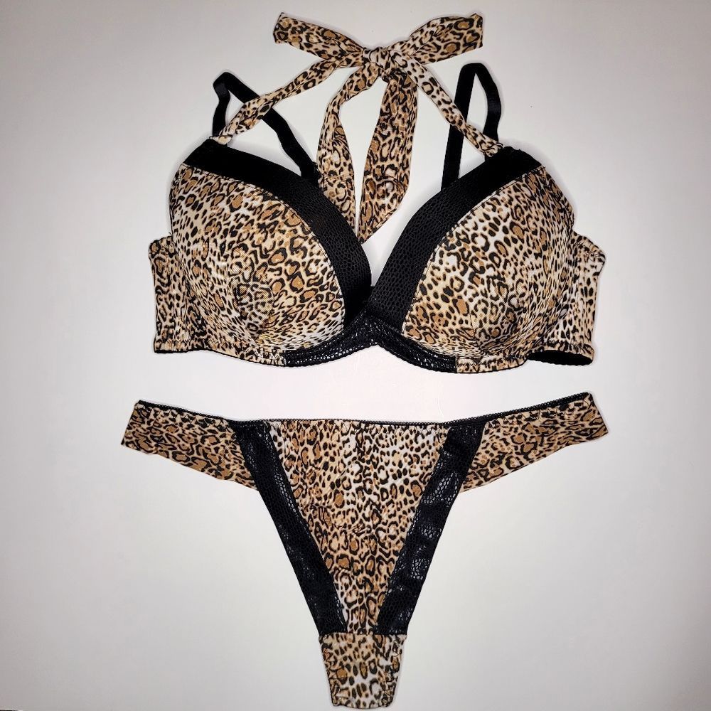Sexy lingerie,set of bra&underwear leopard size L Never Used